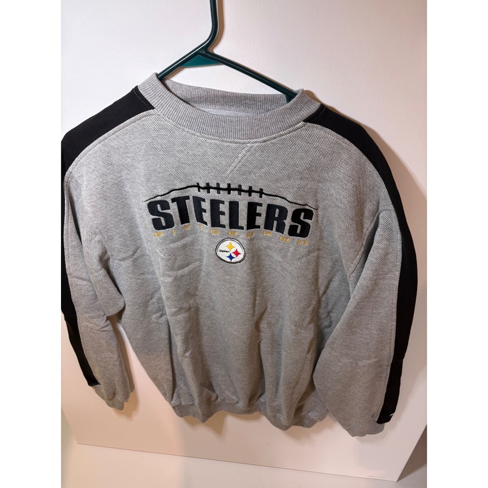 Vintage 90s Puma NFL Pittsburgh Steelers Crewneck Sweatshirt Large Grey